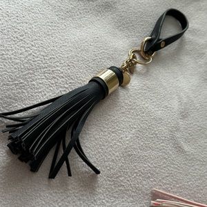 Poppy & Peonies Faux Leather tassel keychain